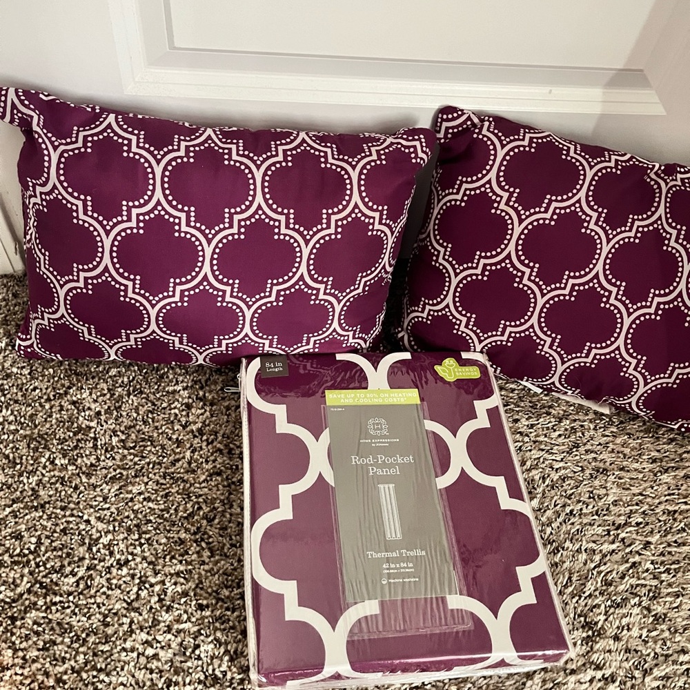 Expressions Purple and White Geometric Accent Pillows